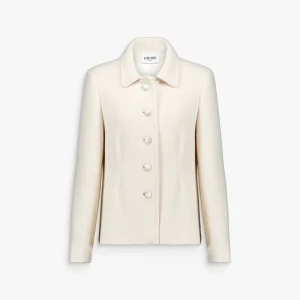 Veste droite blanc cassé en tweed