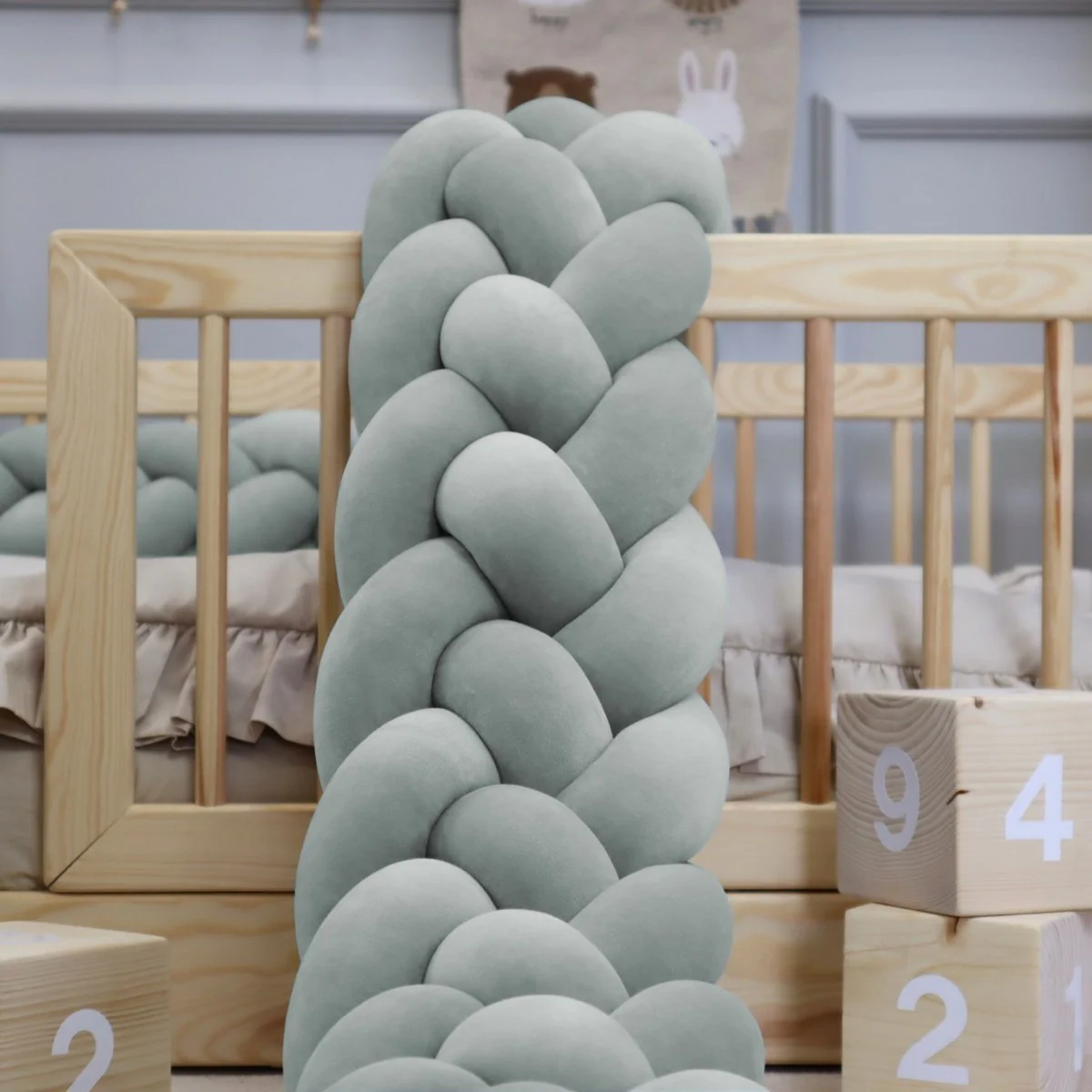 Tresse de lit 4 brins Vert sauge 180cm