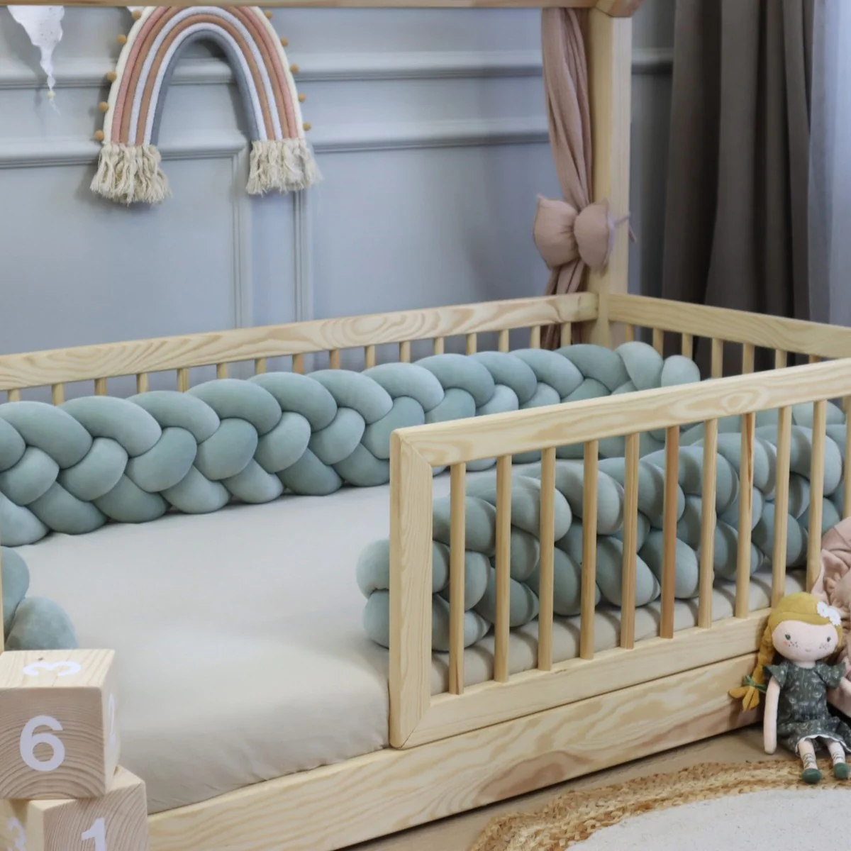 Tresse de lit 4 brins Vert sauge 180cm – Image 3