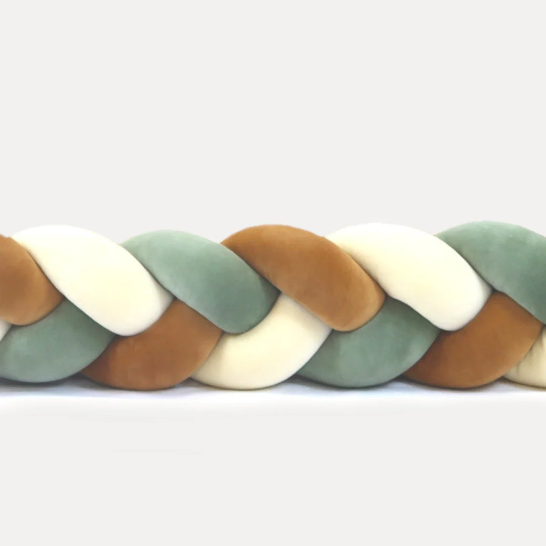 Tresse de lit écru camel & vert 240cm – Image 2