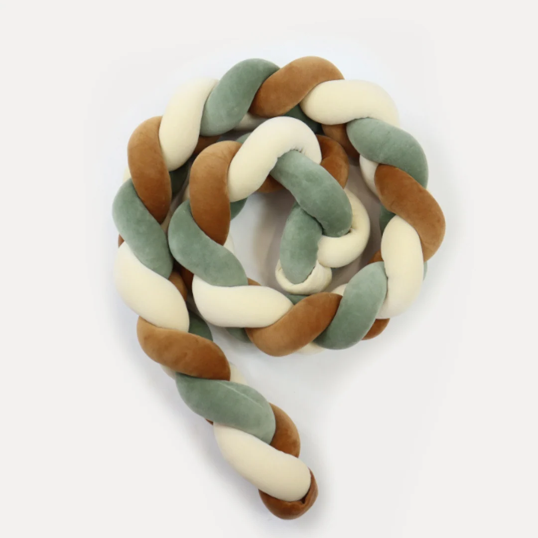 Tresse de lit écru camel & vert 200cm – Image 3