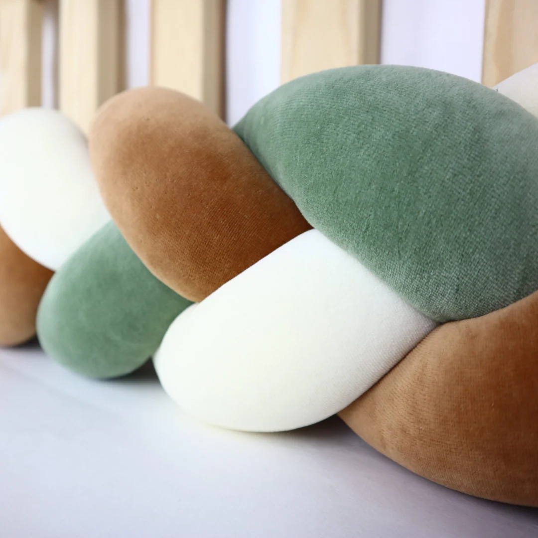 Tresse de lit écru camel & vert 200cm – Image 4