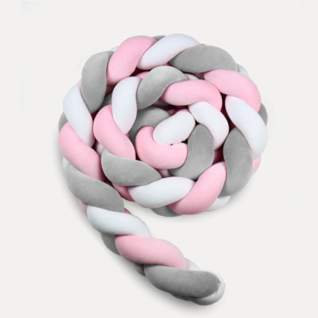 Tresse de lit rose gris & blanc 180cm – Image 3