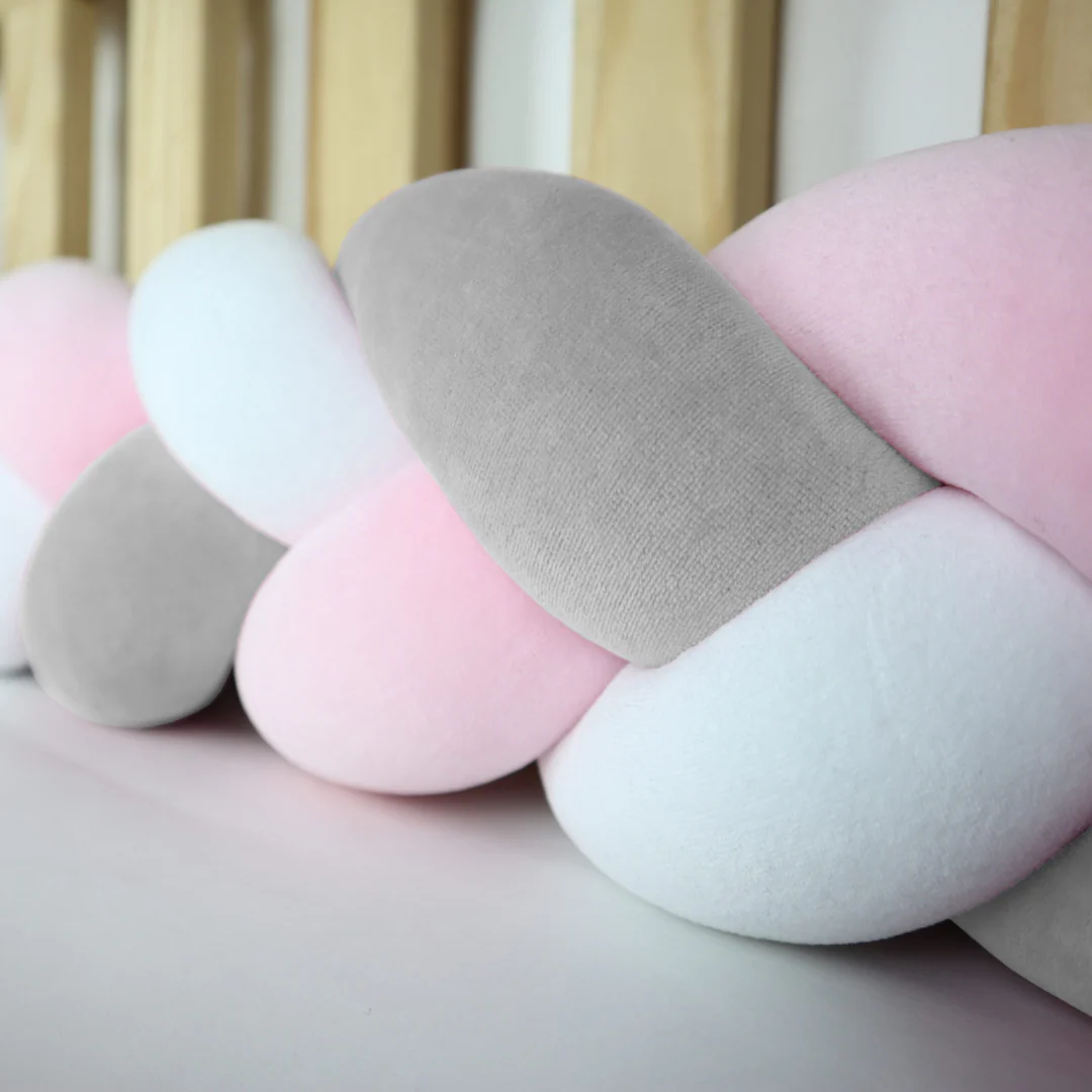 Tresse de lit rose gris & blanc 300cm – Image 4