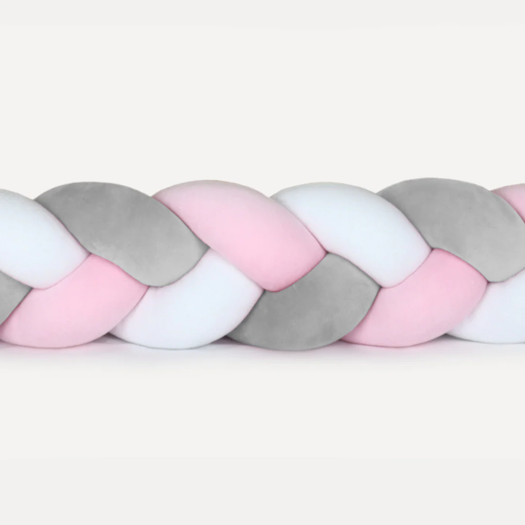 Tresse de lit rose gris & blanc 300cm