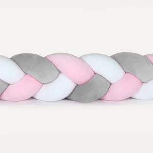 Tresse de lit 3 brins Rose gris & blanc