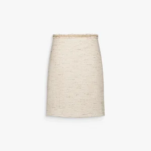 Jupe crayon jaune clair en tweed