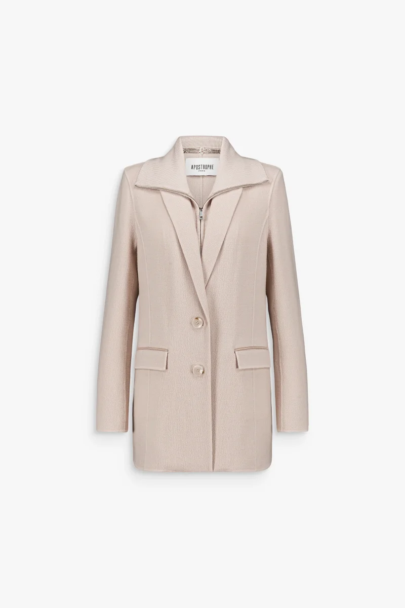 Veste tailleur beton double face à col zippé