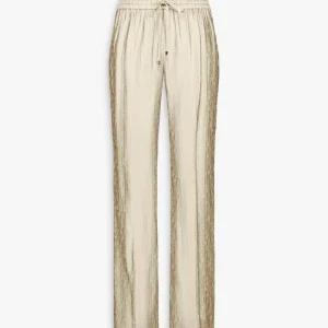 Pantalon droit jaune clair avec taille ajustable