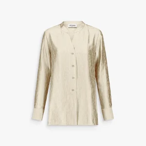 Tunique fluide jaune clair à col tunisien