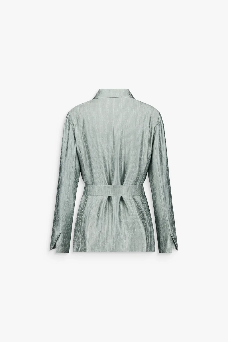 Veste-chemise droite sauge ceinturé – Image 8