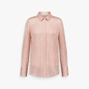 Chemise droite rose à rayures