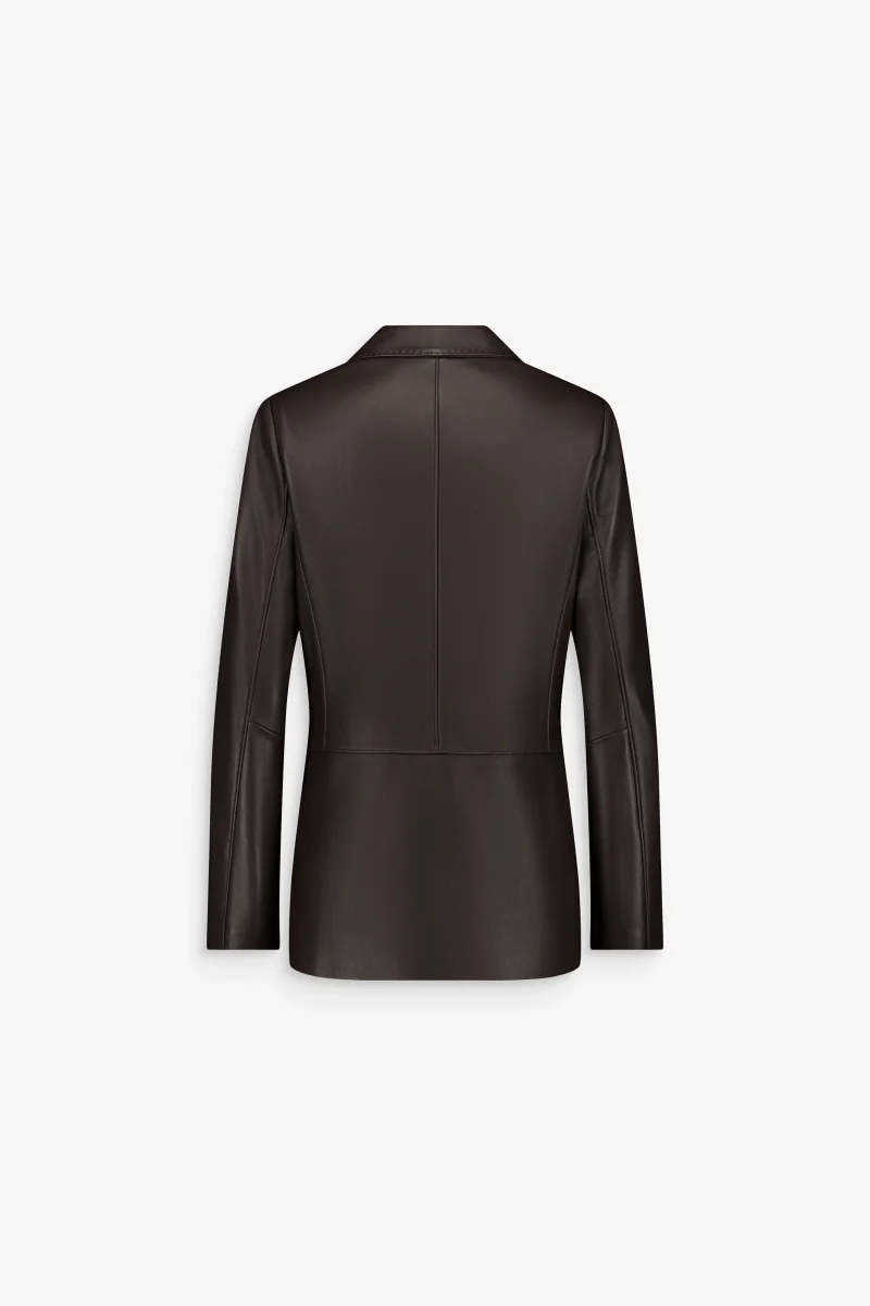 Veste droite en cuir marron – Image 7