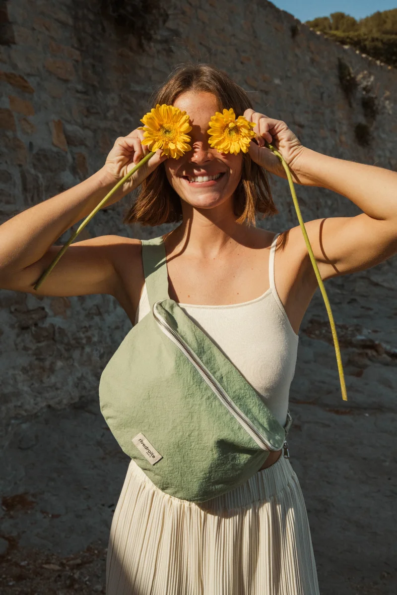 SECOND SOUFFLE │ Custine XL le sac banane - Coton recyclé Green rivers of Babylon – Image 3