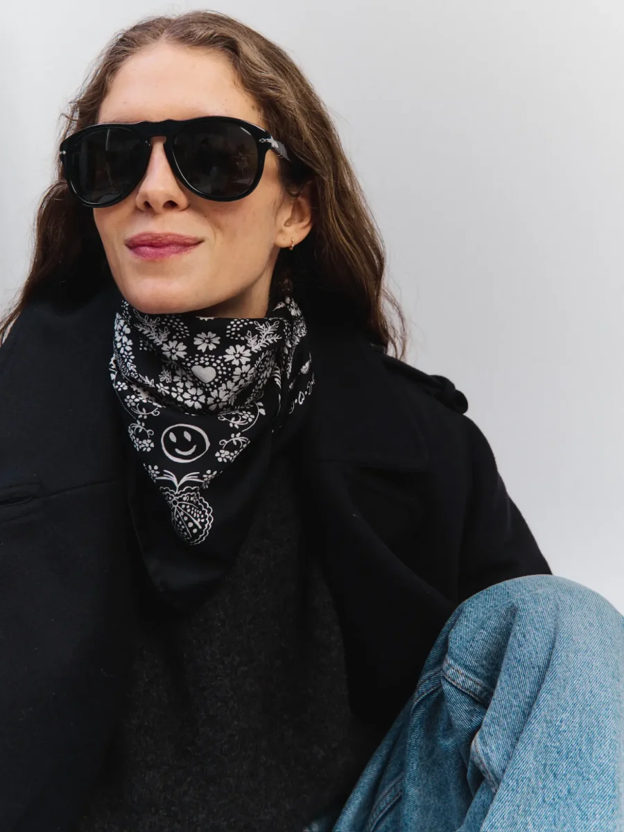 Bandana Classique en Soie - BLACK - Grand Modèle – Image 3