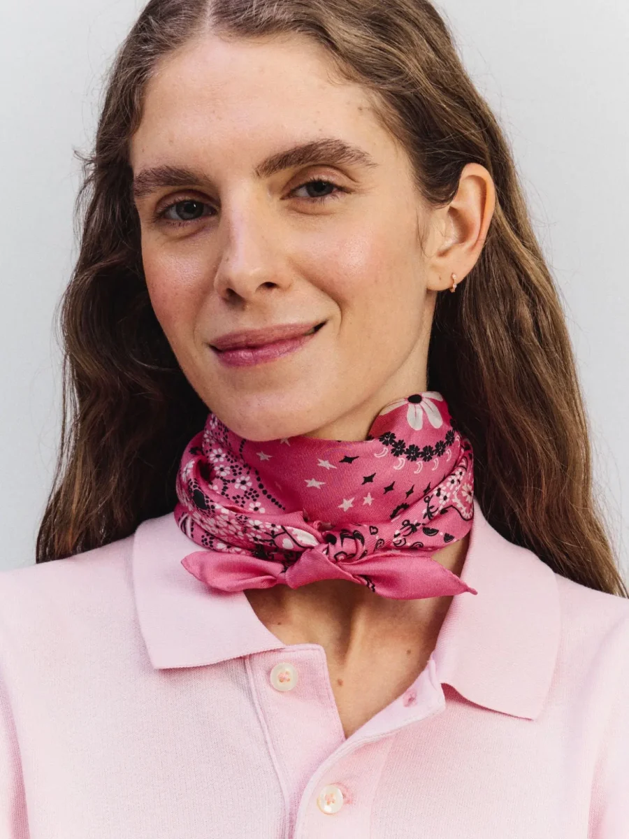Bandana Classique en Soie - ROSE - Petit Modèle – Image 3
