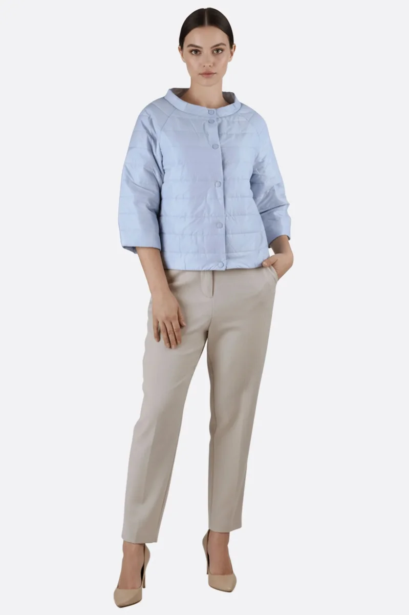 Doudoune légère bleue ciel à manches 3/4 – Image 5