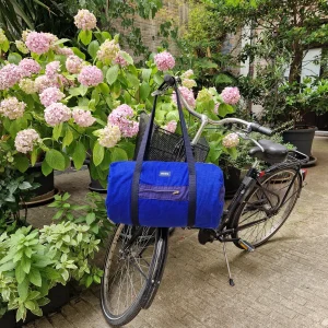 Grand Sac Bowling Bleu & Bleu Marine, doublure à carreaux