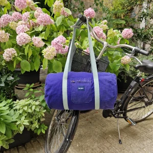 Grand Sac Bowling Bleu & Vert d’eau, doublure fleurie