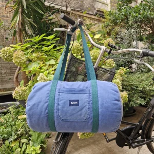 Grand Sac Bowling Bleu & Vert Sapin, doublure à carreaux