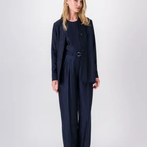 Tunique fluide marine à col tunisien