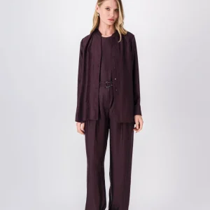 Tunique fluide grenat à col tunisien