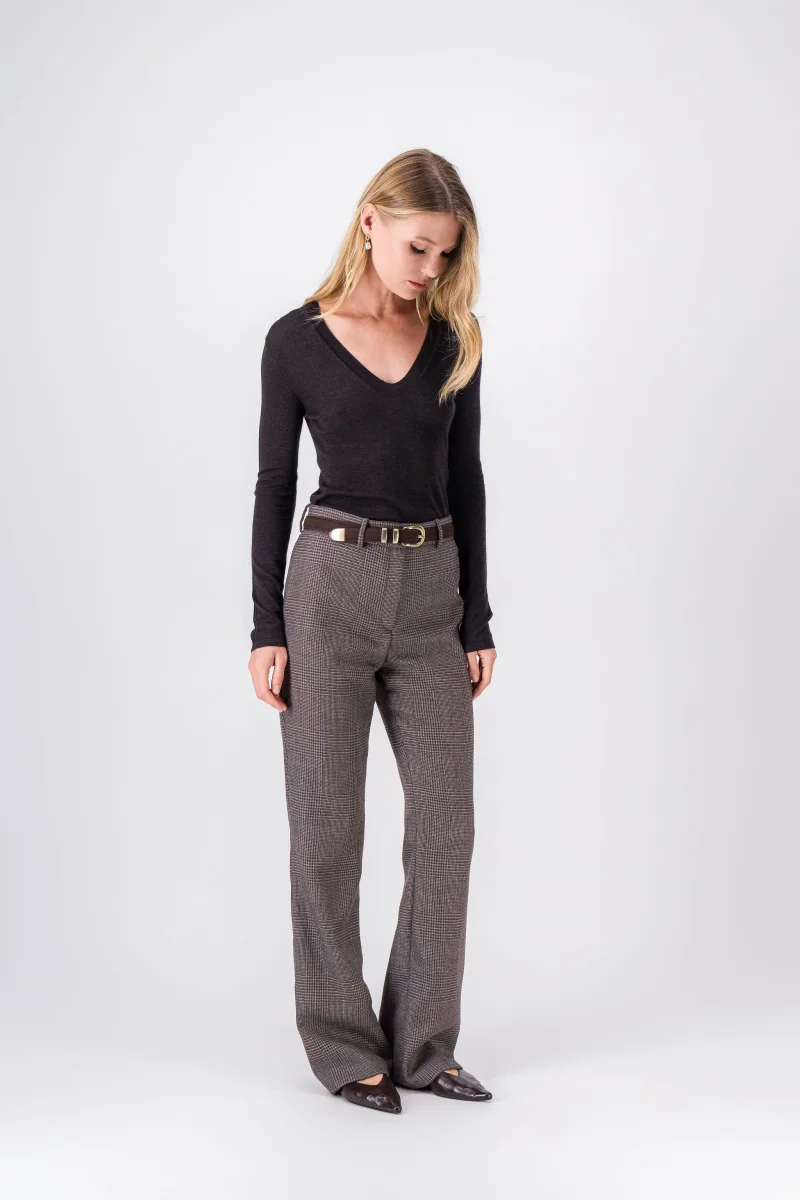 Pantalon droit en tartan ébène – Image 4