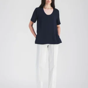 Blouse en soie marine