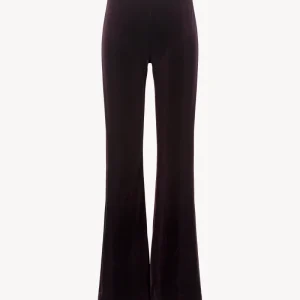 Pantalon évasé en velours grenat