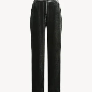 Pantalon large en velours vert gris
