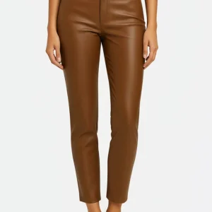 Pantalon en simili cuir camel