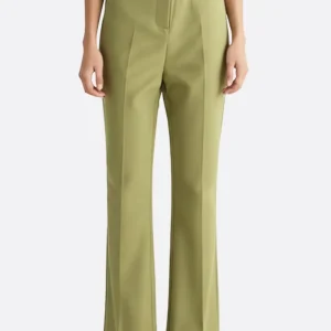 Pantalon flare vert en tissu stretch