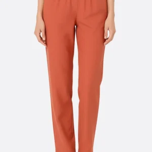 Pantalon fluide rouge terracotta en lin