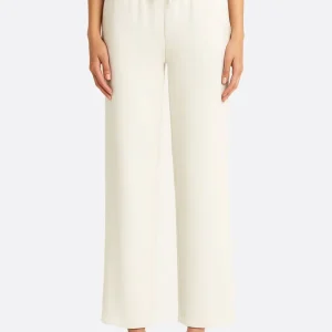 Pantalon large blanc en tissu technique à coupe 7/8