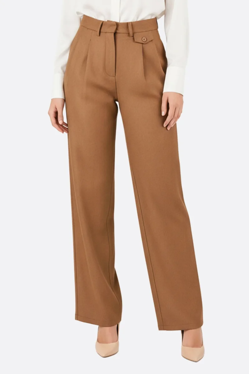 Pantalon large fluide marron camel – Image 2