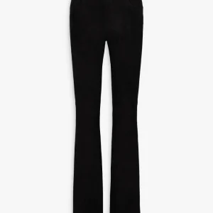 Legging en daim noir taille haute