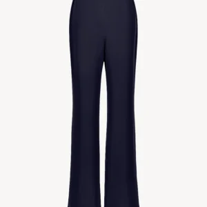 Pantalon fluide en soie marine