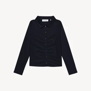 Chemise ajustée marine détail froncé