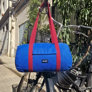 Sac Bowling Medium Bleu & Bordeaux, doublure à carreaux
