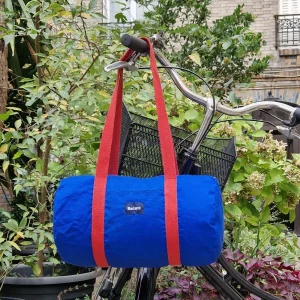 Sac Bowling Medium Bleu & Cerise, doublure à fleurs