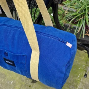 Sac Bowling Medium Bleu & Jaune, doublure fleurie