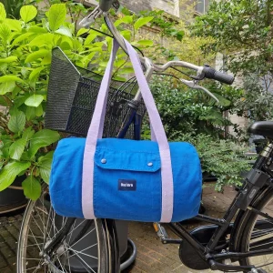 Sac Bowling medium Bleu & Parme, doublure unie Parme