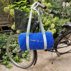 Sac Bowling Medium Bleu & Vert d’eau, doublure fleurie