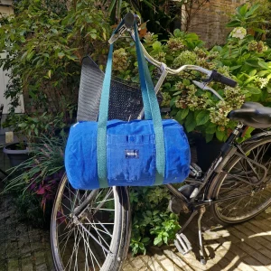 Sac Bowling medium Bleu & Vert, doublure fleurie