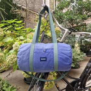 Sac Bowling Medium Bleu & Vert sapin, doublure à carreaux, avec bandoulière
