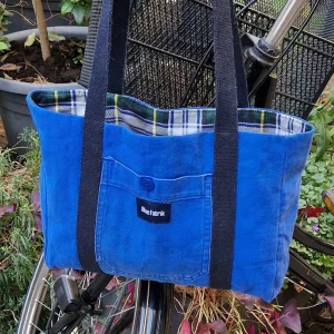 Sac Cabas Bleu & Marine, doublure écossaise