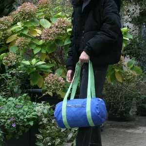 Sac Mini Bowling Bleu & Anis, doublure fleurie