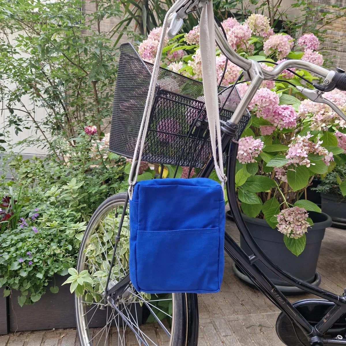 Sacoche Bleue & Ecru, doublure grise – Image 4