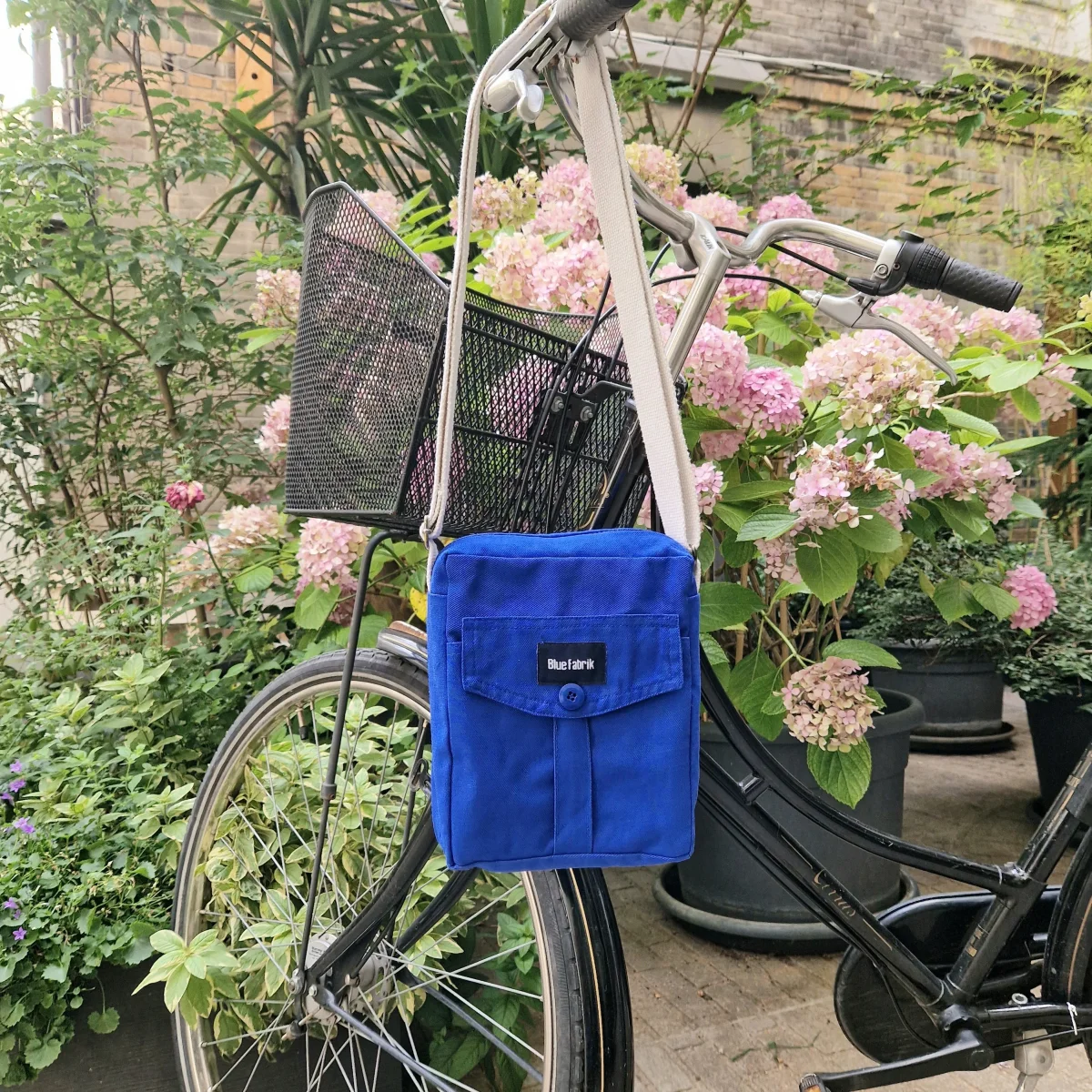 Sacoche Bleue & Ecru, doublure grise – Image 3