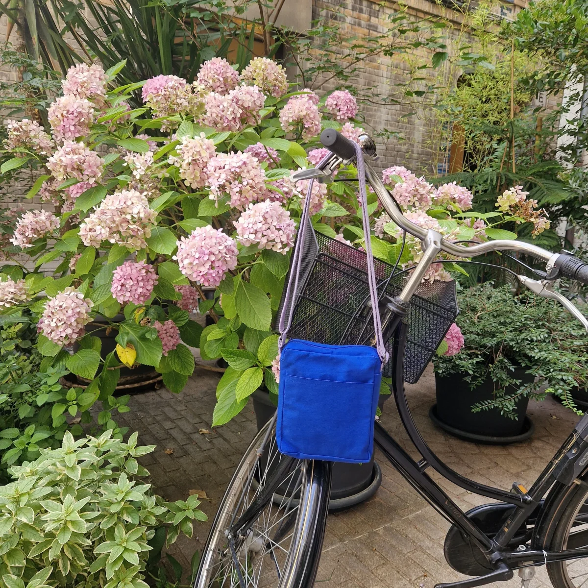 Sacoche Bleu & Parme, doublure rose clair – Image 3